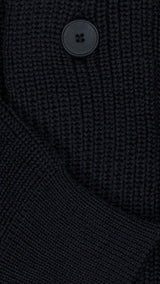 Cardigan Ayden en laine bleu marine LE MINOR X GABRIEL -Détail maille - Collection Automne Hiver 2025 - Maison Gabriel Paris