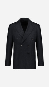 La veste du costume croisé Constant en flanelle de laine gris anthracite de la Maison Gabriel Paris - vue ghost face