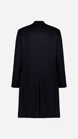 Le manteau Hannibal en laine et cachemire bleu marine - vue ghost dos - Collection Automne Hiver 2025 par Maison Gabriel Paris