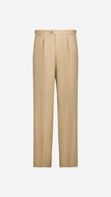 Le Pantalon chino Léo coloris mastic en coton japonais - vue face ghost - Collection AH 2025 - Maison Gabriel Paris