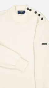 Pull marin Erwann en laine blanc cassé LE MINOR - Vue à plat - Collection Automne Hiver 2025 - Maison Gabriel Paris