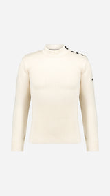 Pull marin Erwann en laine blanc cassé LE MINOR - Vue ghost face - Collection Automne Hiver 2025 - Maison Gabriel Paris