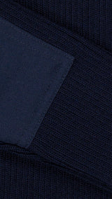 Cardigan Ayden en laine bleu marine LE MINOR X GABRIEL - détail tissu - Collection Automne Hiver 2025 - Maison Gabriel Paris
