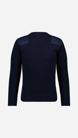 Cardigan Ayden en laine bleu marine LE MINOR X GABRIEL - Vue ghost face - Collection Automne Hiver 2025 - Maison Gabriel Paris