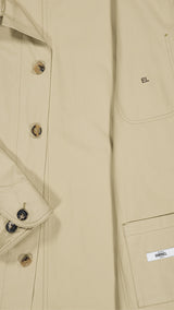 Zoom tissu de la veste de peintre Éliézer en coton vert sauge - vue de face intérieure - Collection Printemps été 2025 - Maison Gabriel Paris