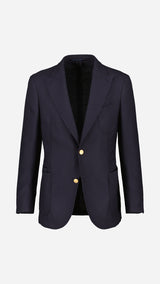 Le blazer Ripley en laine natté bleu marine de la collection Plein Soleil, vue face, de la Maison Gabriel Paris