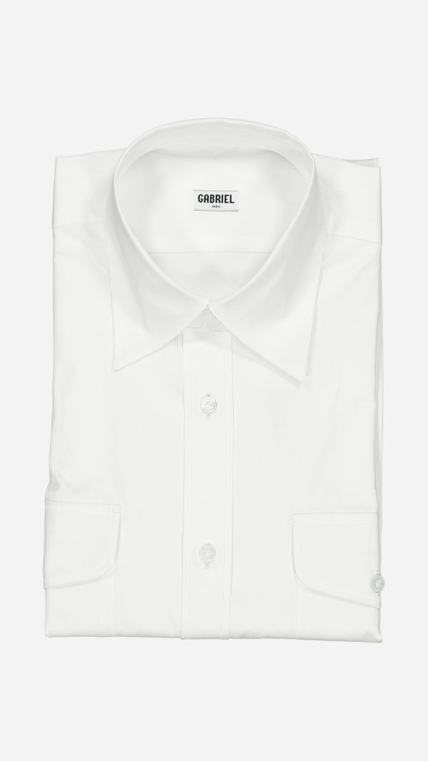 Chemise Gabriel en denim blanc cassé Collection Printemps été 2025 - vue face pliée - de  de la Maison Gabriel Paris