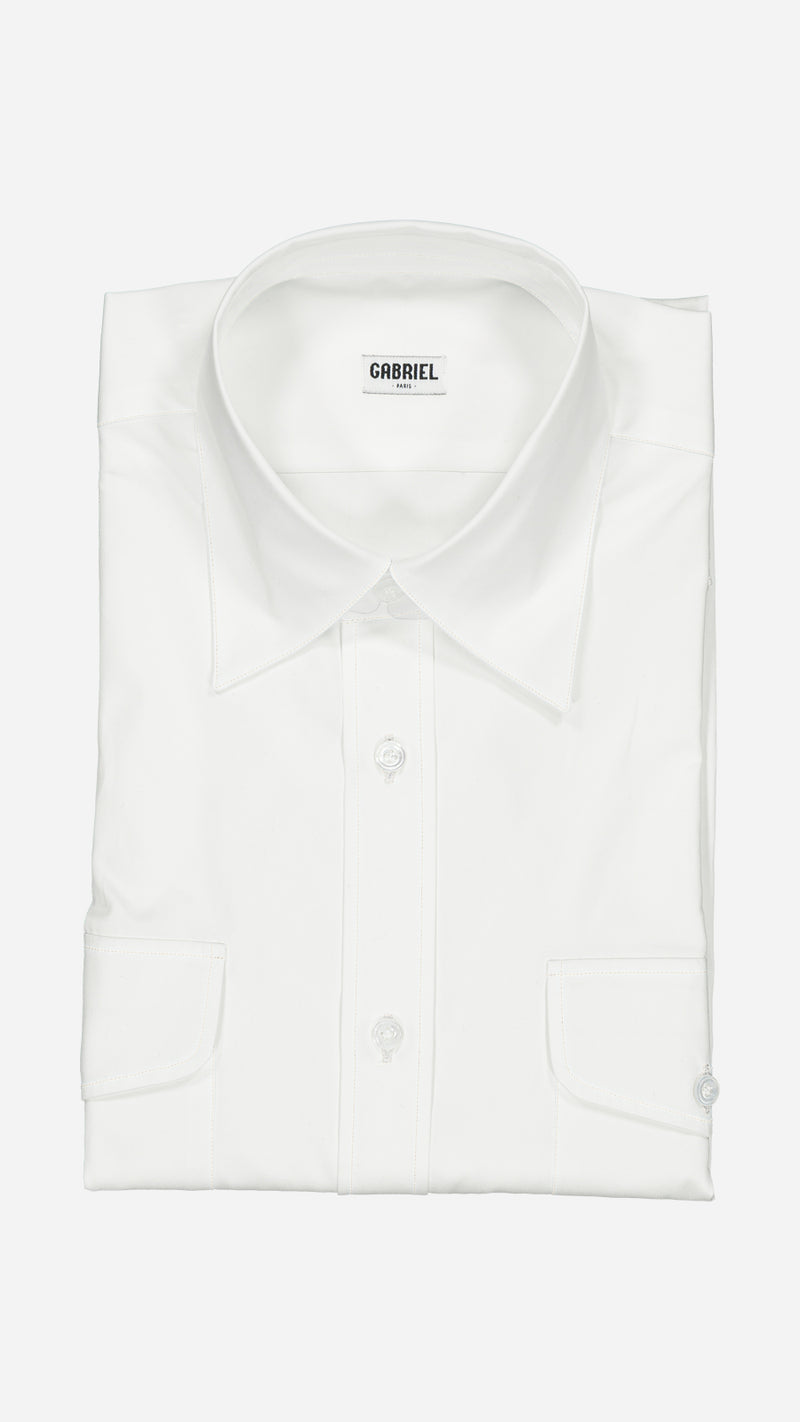 Chemise Gabriel en denim blanc cassé Collection Printemps été 2025 - vue face pliée - de  de la Maison Gabriel Paris