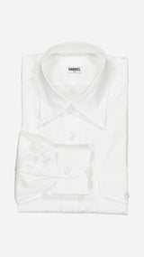 Chemise Gabriel en denim blanc cassé Collection Printemps été 2025 - vue face pliée avec manche - de  de la Maison Gabriel Paris