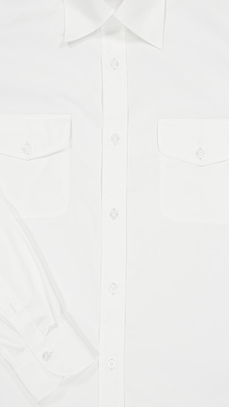 Chemise Gabriel en denim blanc cassé Collection Printemps été 2025 - vue détail tissu - de  de la Maison Gabriel Paris