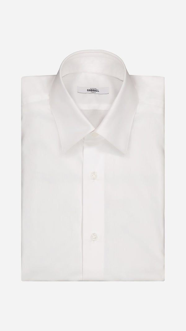 Chemise Gauthier en popeline fil à fil blanche de la collection André Malraux par la Maison Gabriel Paris
