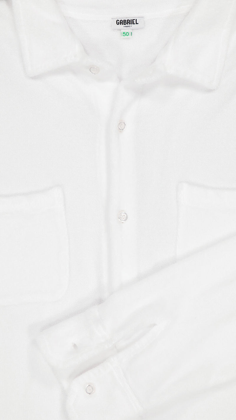 Marius shirt: white terry cloth jersey