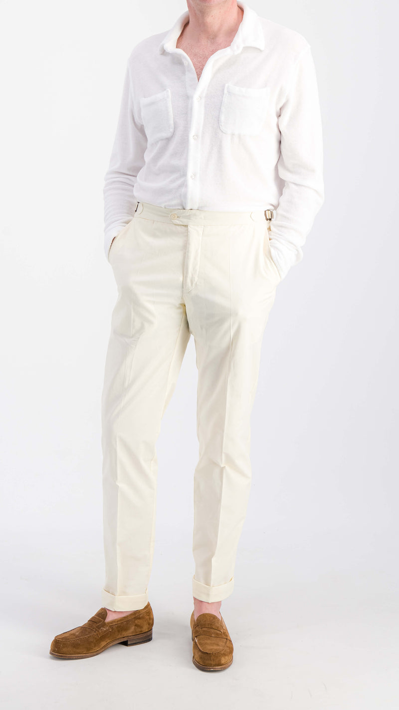 Marius shirt: white terry cloth jersey