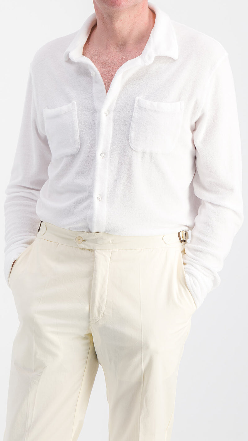 Marius shirt: white terry cloth jersey
