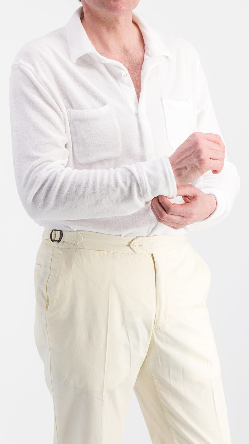 Marius shirt: white terry cloth jersey