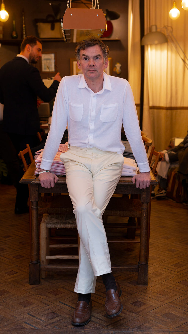 Marius shirt: white terry cloth jersey