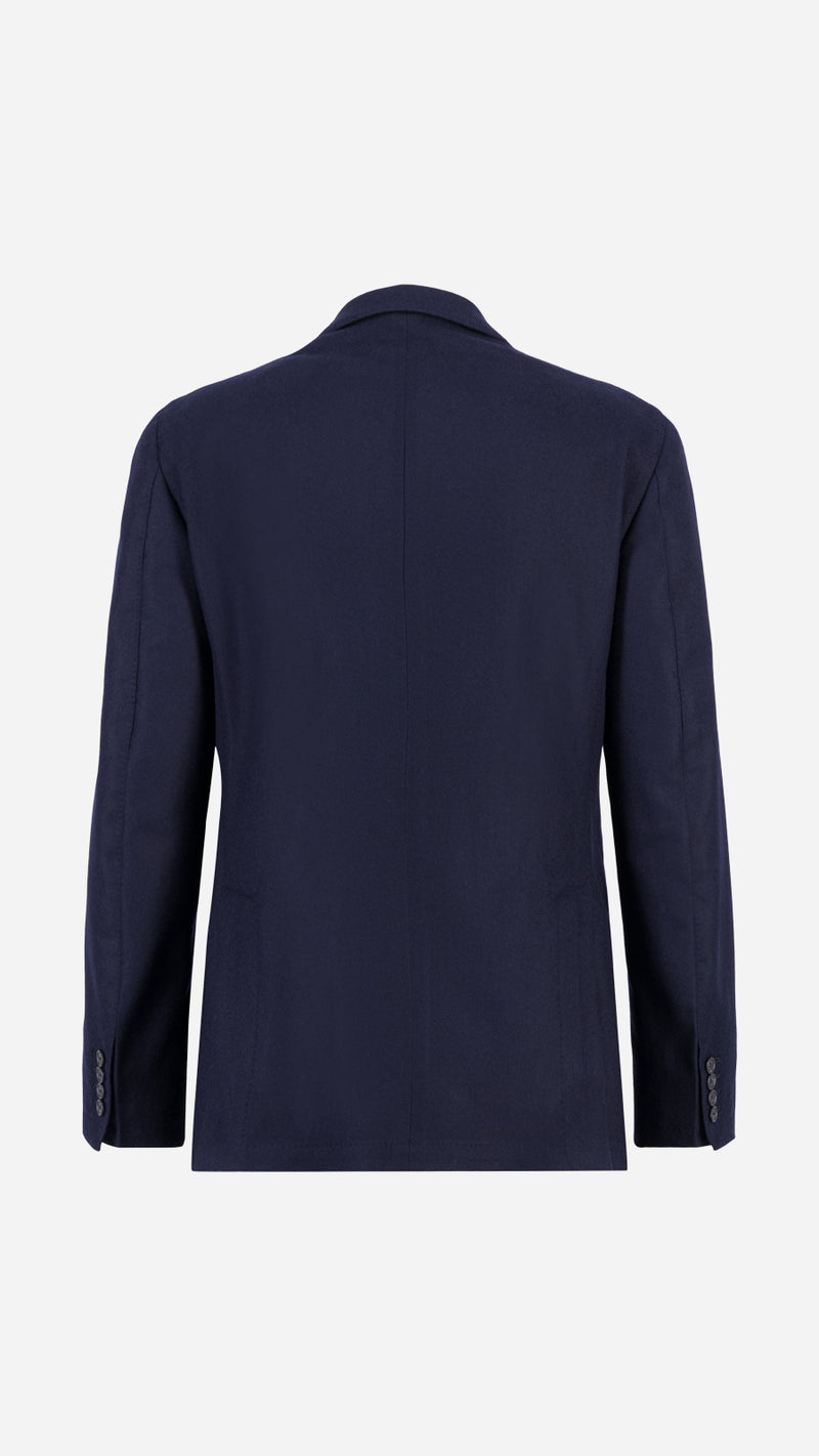 Costume croisé André en flanelle bleu marine par Maison Gabriel Paris, collection André Malraux veste dos