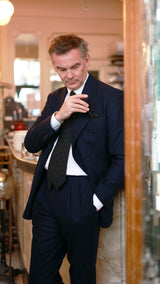 André double-breasted suit : navy flannel
