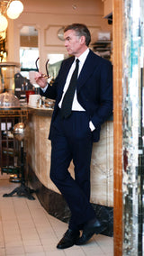 André double-breasted suit : navy flannel