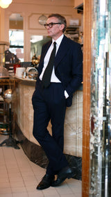 André double-breasted suit : navy flannel