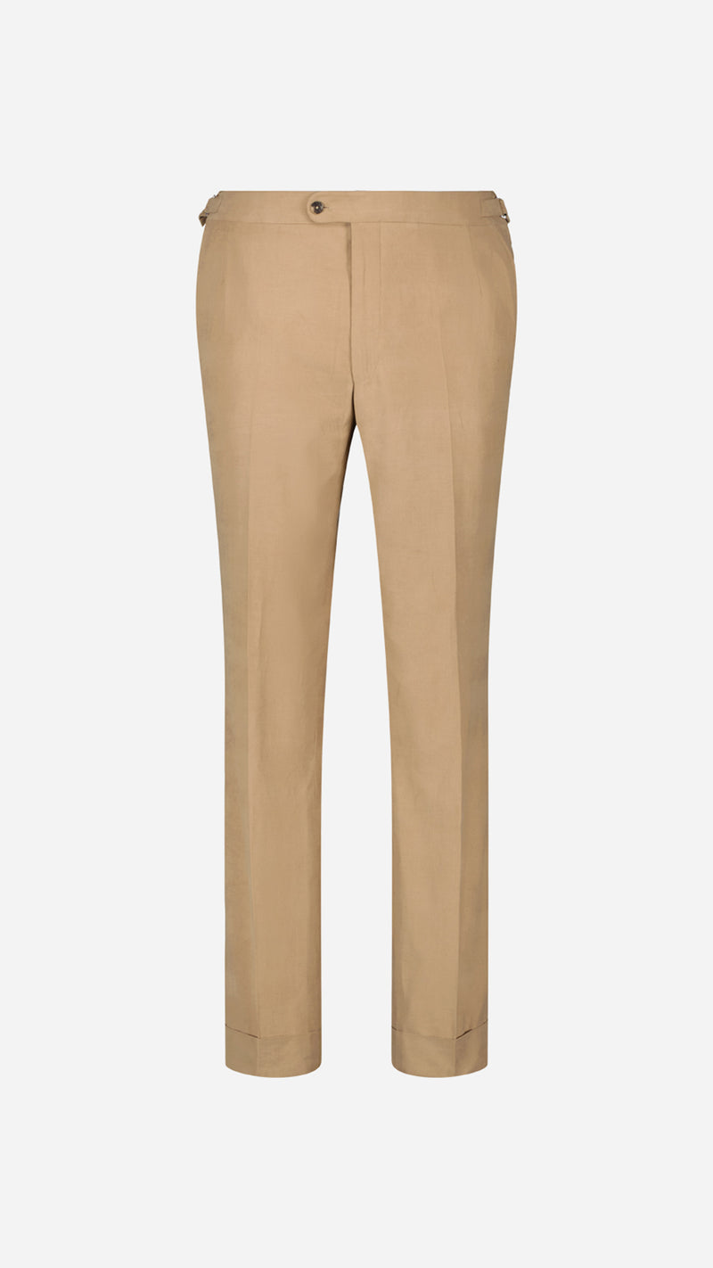 Le pantalon du costume Charly en milleraies d'été beige - vue de face - de la Maison Gabriel Paris - UNISEXE