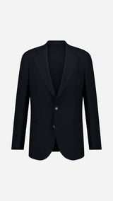 La veste du costume droit Stefano en fresco bleu marine - photographié en ghost vue de face - Collection Printemps Été 2026  - Maison Gabriel Paris