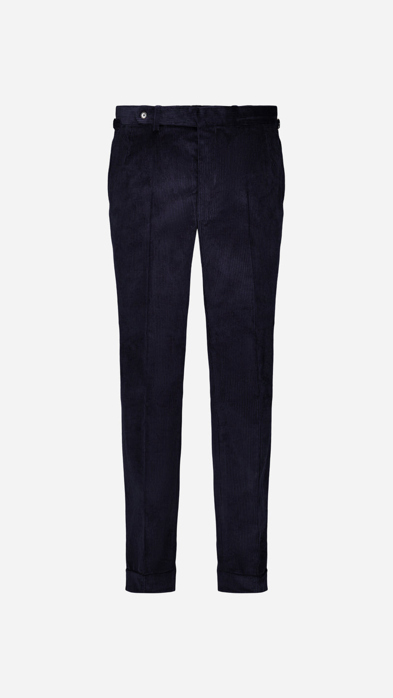 Le pantalon du costume droit Maximilien en velours côtelé bleu nuit - vue ghost face - Collection Automne Hiver 2025 par Maison Gabriel Paris