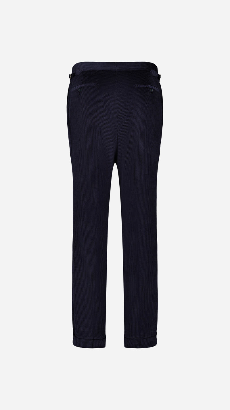 Le pantalon du costume droit Maximilien en velours côtelé bleu nuit - vue ghost dos - Collection Automne Hiver 2025 par Maison Gabriel Paris