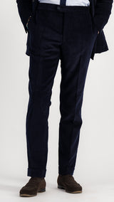 Axel double-breasted suit: navy-blue milleraies velvet