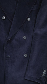 Axel double-breasted suit: navy-blue milleraies velvet