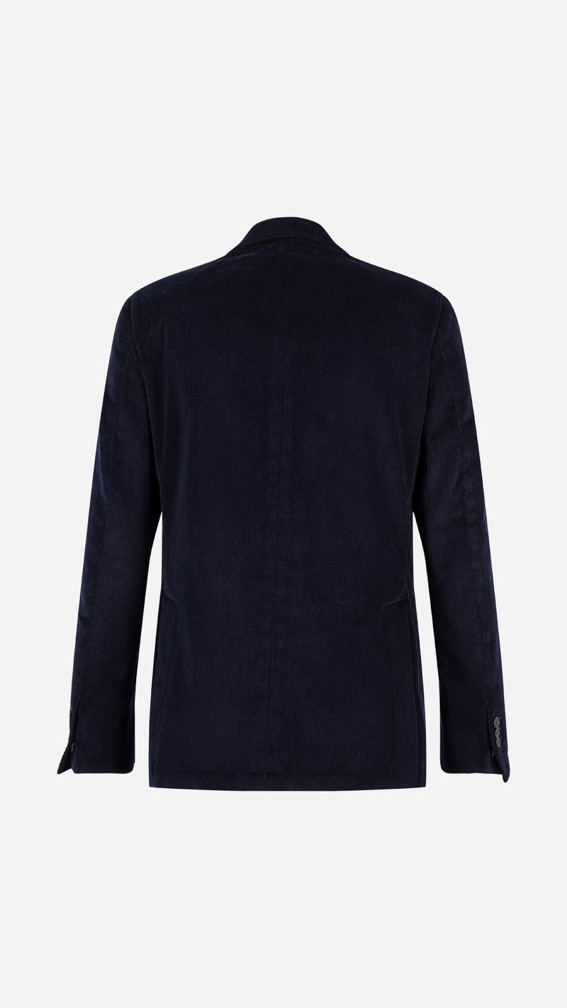 Axel double-breasted suit: navy-blue milleraies velvet