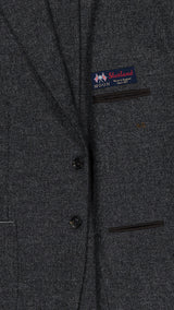 La veste du costume droit Alberto en Shetland gris anthracite - détails intérieurs - Collection Giacometti 2026  - Maison Gabriel Paris