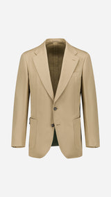 La veste du costume droit Raphel en lin et coton coloris mastic - photographié en ghost vue de face - Collection Printemps Été 2025 par Maison Gabriel Paris