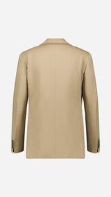 La veste du costume droit Raphel en lin et coton coloris mastic - photographié en ghost vue de dos - Collection Printemps Été 2025 par Maison Gabriel Paris