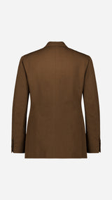 La veste du costume droit Vittorio en lin et coton coloris marron - photographié en ghost vue de dos - Collection Printemps Été 2026  - Maison Gabriel Paris.