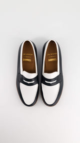 Chaussures WESTON X GABRIEL : le mocassin 180 en cuir veau box bleu & blanc