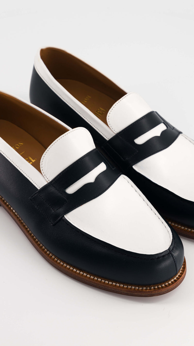 WESTON X GABRIEL shoes: 180 loafer in two-tone boxcalf. Made