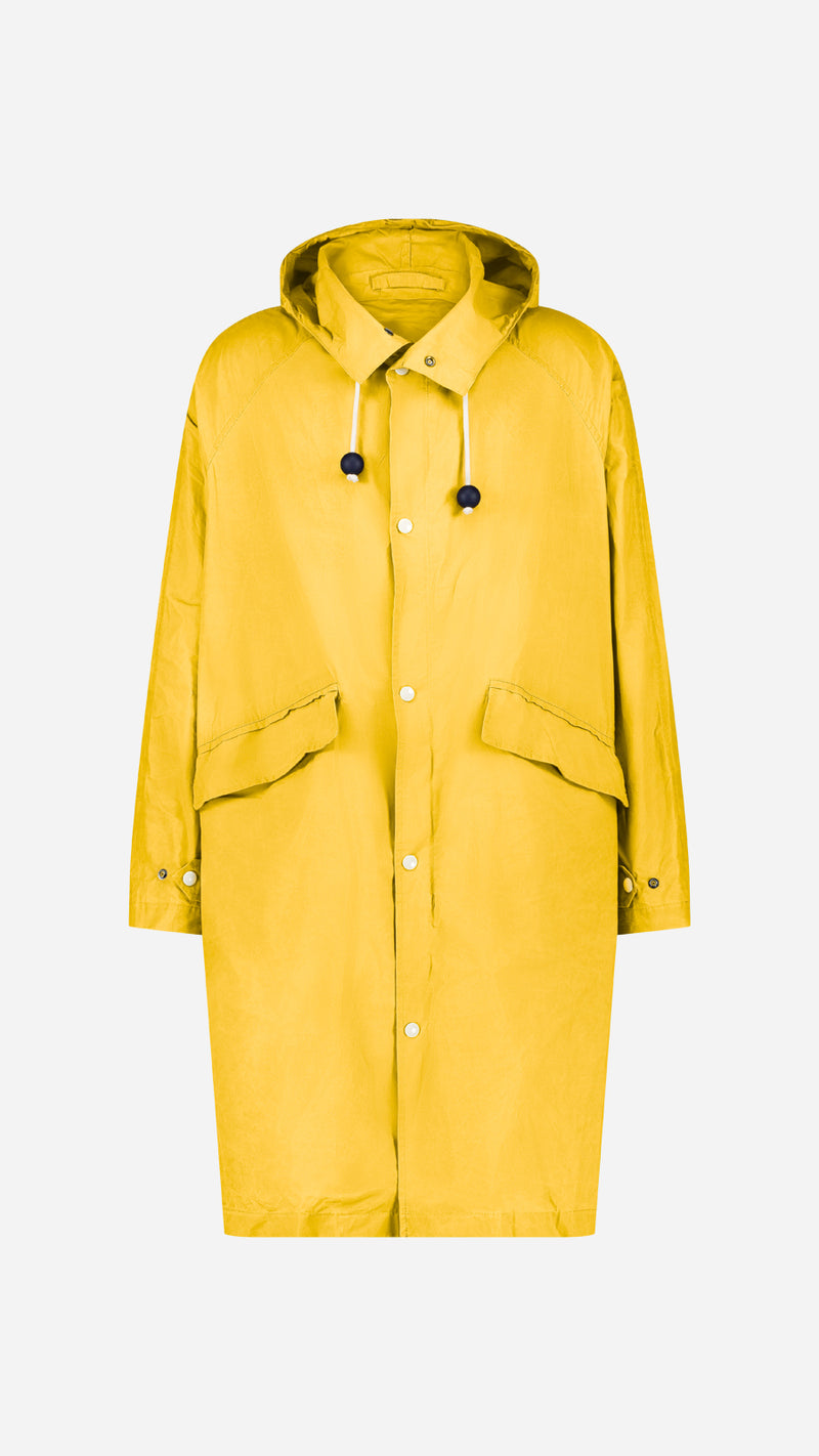 Le manteau de pluie Jean-Louis en wax jaune - vue de face - de la Maison Gabriel Paris