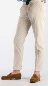 Pantalon Désiré : le milleraies d'été blanc cassé