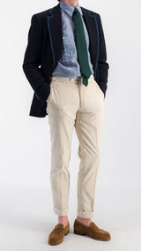 Pantalon Désiré : le milleraies d'été blanc cassé