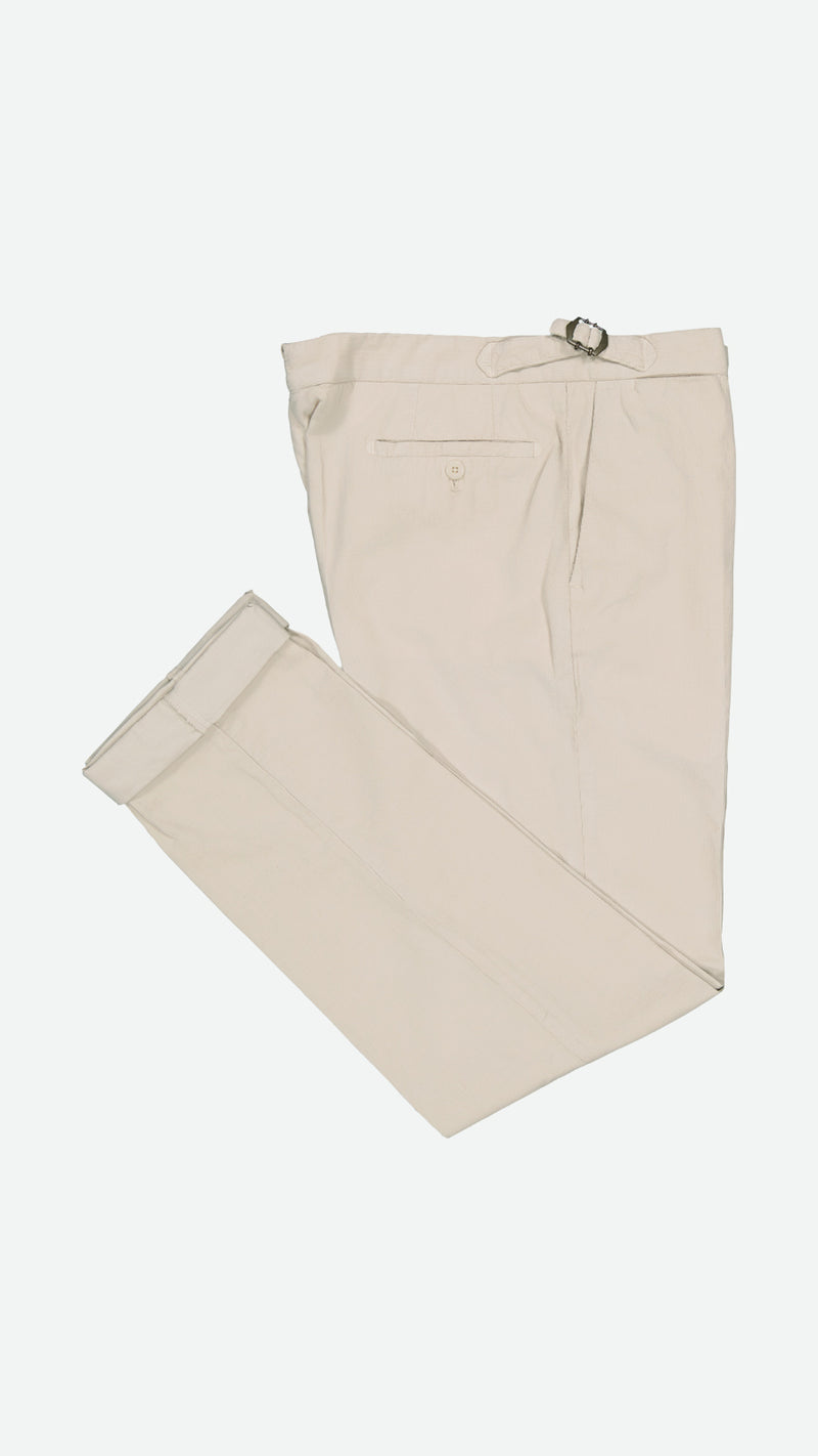 Pantalon Désiré : le milleraies d'été blanc cassé