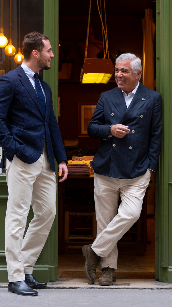 Pantalon Désiré : le milleraies d'été blanc cassé