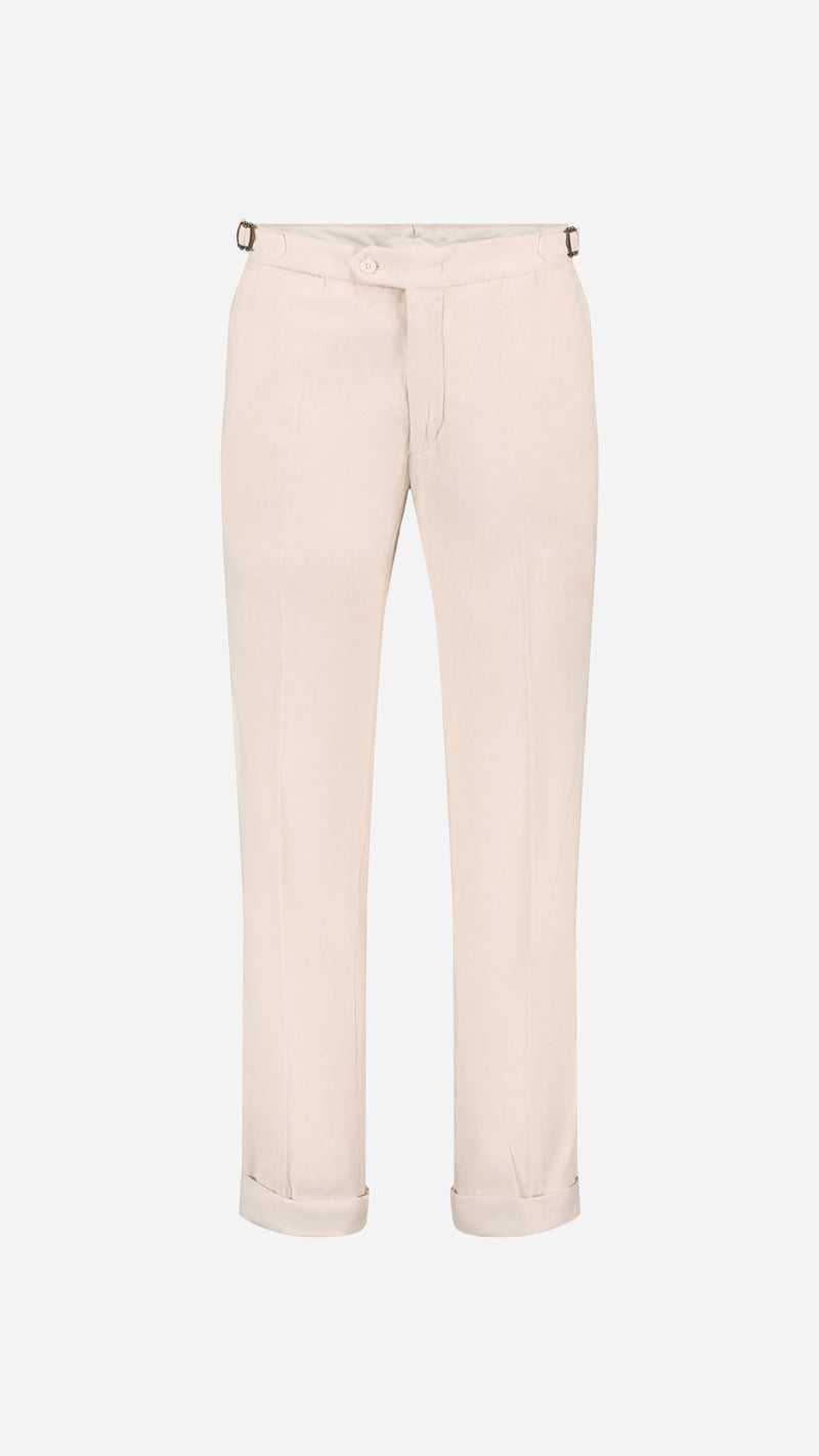 Pantalon Désiré : le milleraies d'été blanc cassé