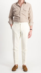 Guillaume trouser : off-white linen and cotton