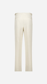 Le pantalon Melville en gabardine de coton coloris argile - Collaboration Zins X Maison Gabriel Paris - photographié en ghost vue de dos - Collection Printemps Été 2026  - Maison Gabriel Paris
