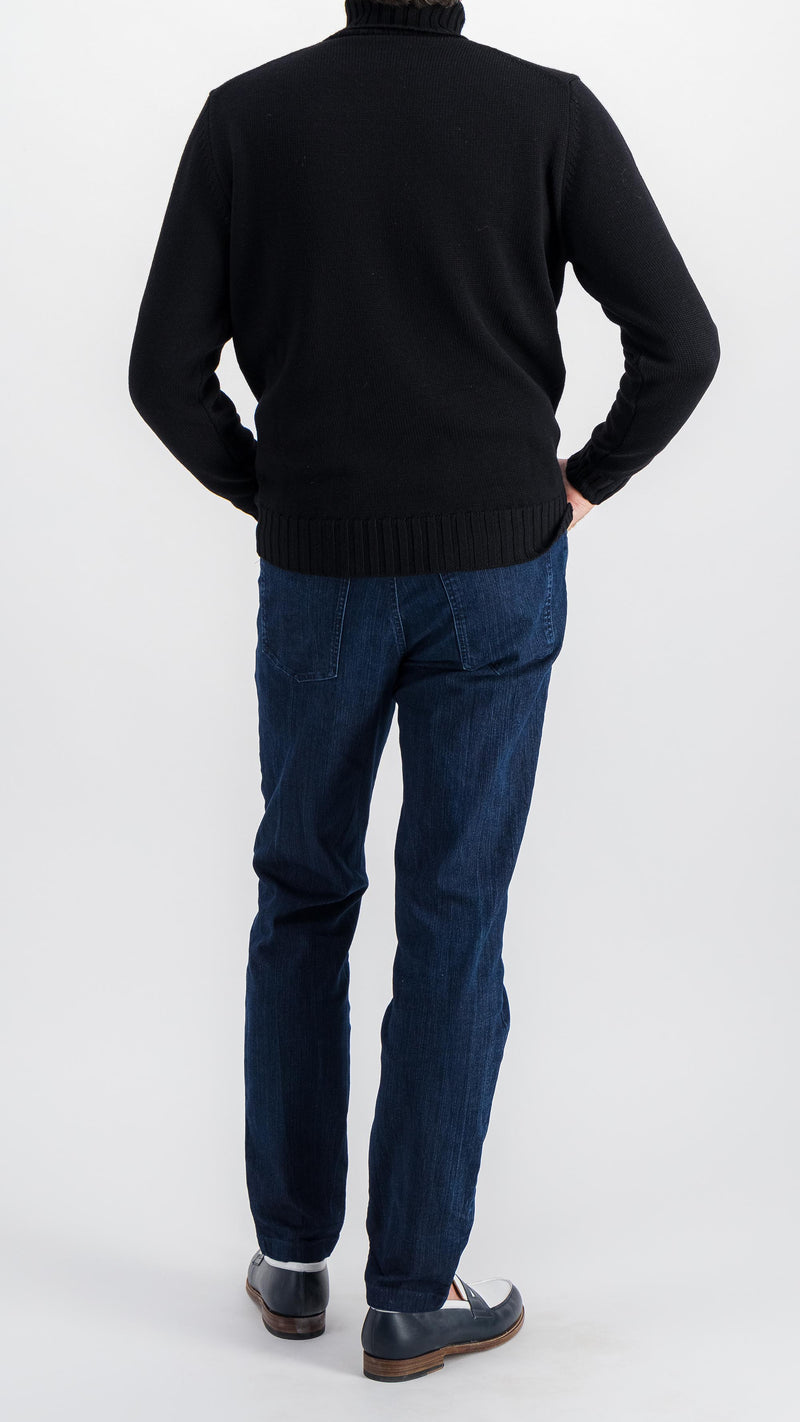 Philippe sweater : black merino-wool rollneck