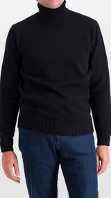 Philippe sweater : black merino-wool rollneck