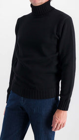 Philippe sweater : black merino-wool rollneck