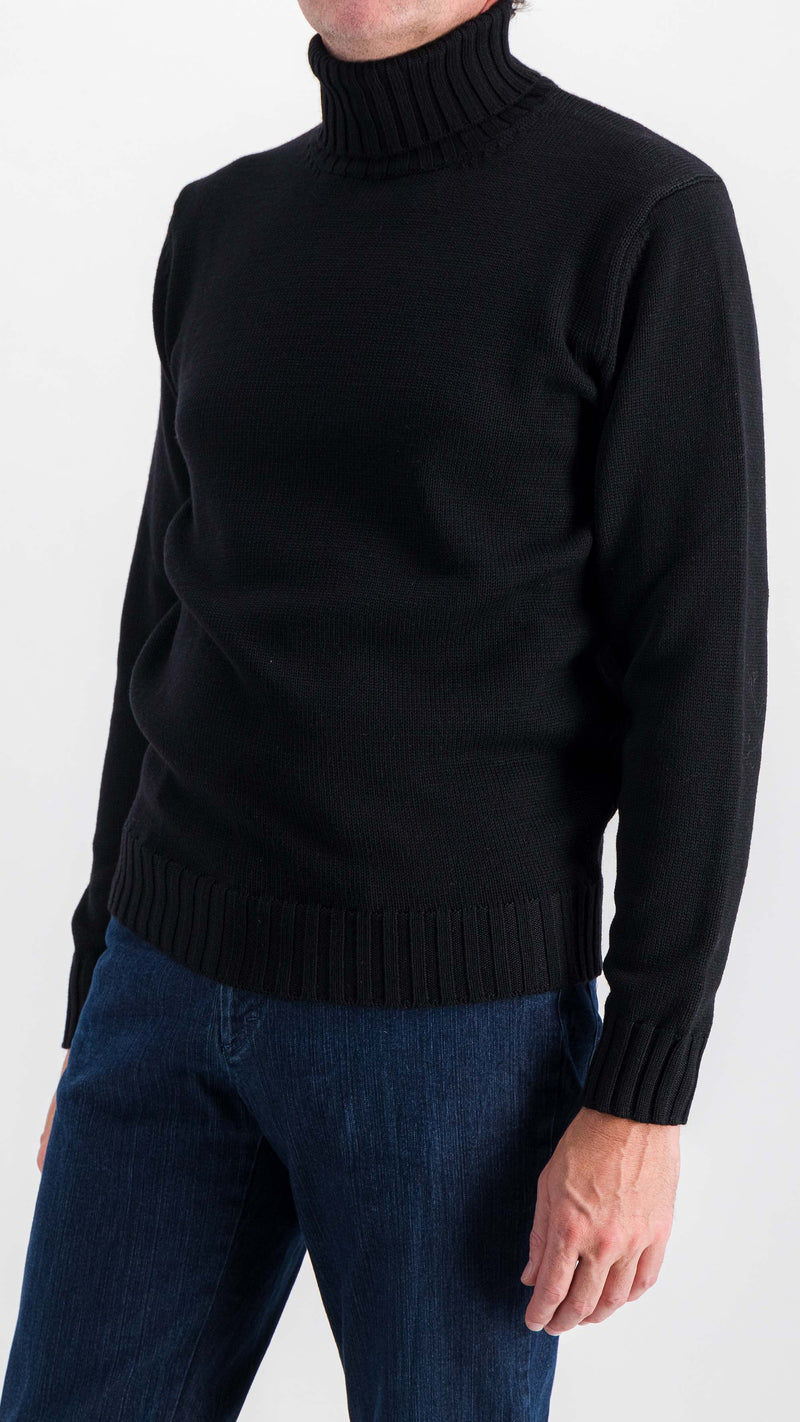 Philippe sweater : black merino-wool rollneck
