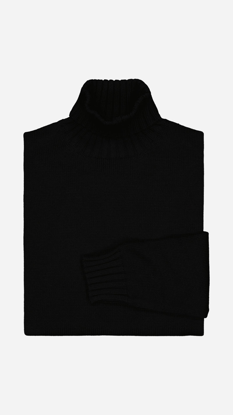 Philippe sweater : black merino-wool rollneck